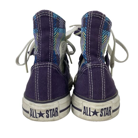 Converse CTAS Double Tongue High Tops Women's Sz 7 Plaid Purple Green 517444F - Picture 3 of 10